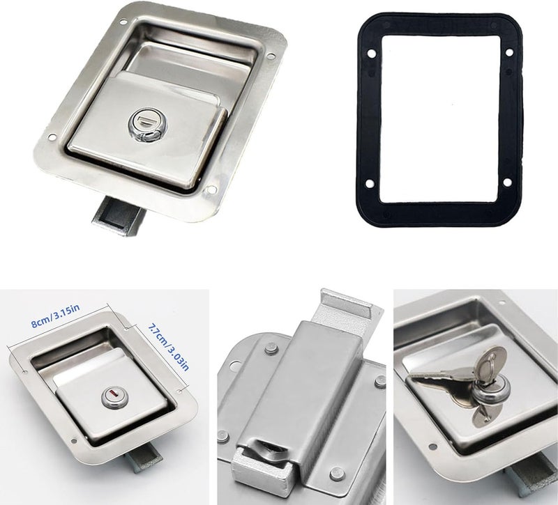 Ycsmyyds 8 Pack Stainless Door Lock Heavy Duty Flush Mount Handle Latch for Trailer Toolbox RV Handle Latch with Gasket Keys - Image 5